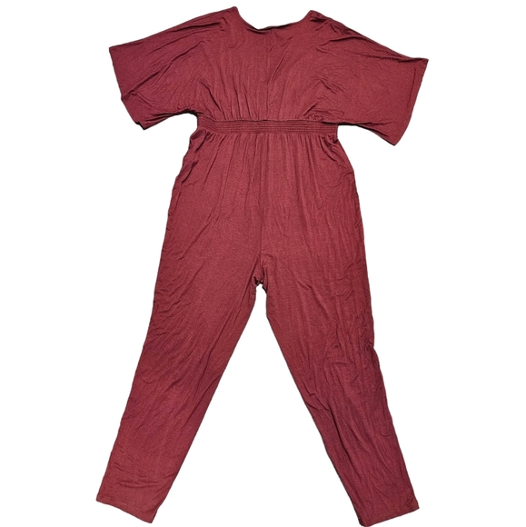 Jessica Simpson Maternity Jumpsuit Red Short Sleeeve Women's Large - Picture 2 of 6